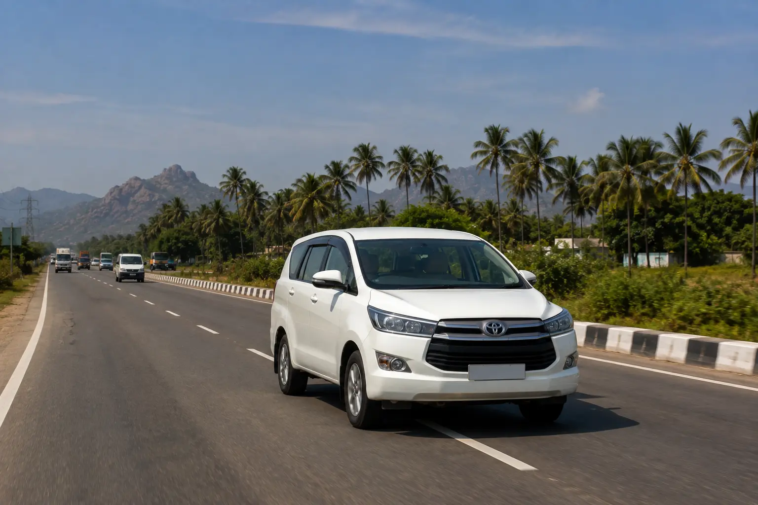 Chennai to Erode taxi travelling on a Tamil Nadu highway