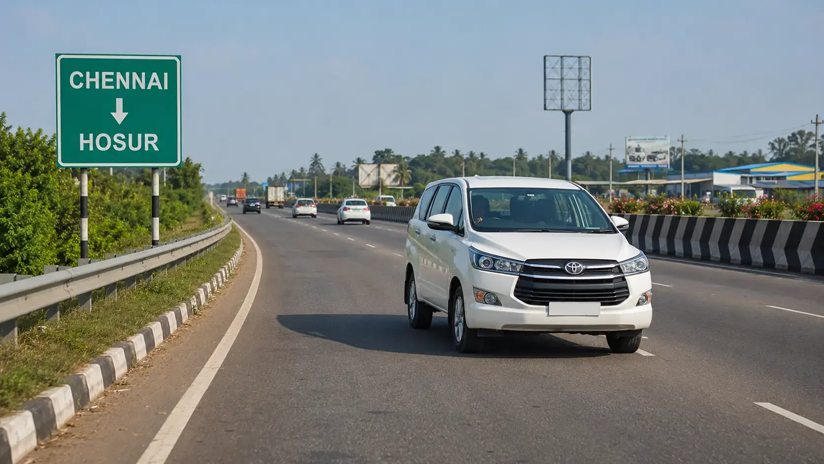 Chennai to Hosur taxi travelling on the Chennai Bengaluru highway