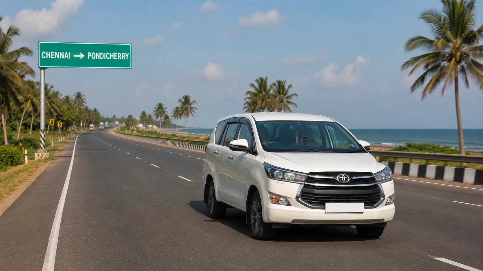 Chennai to Pondicherry Taxi Route Chennai to Pondicherry taxi travelling on the East Coast Road