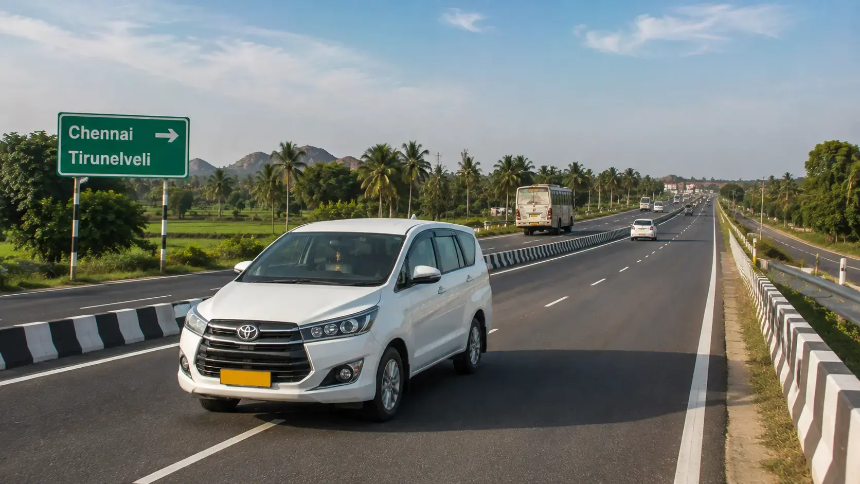 Chennai to Tirunelveli one way drop taxi on Tamil Nadu highway