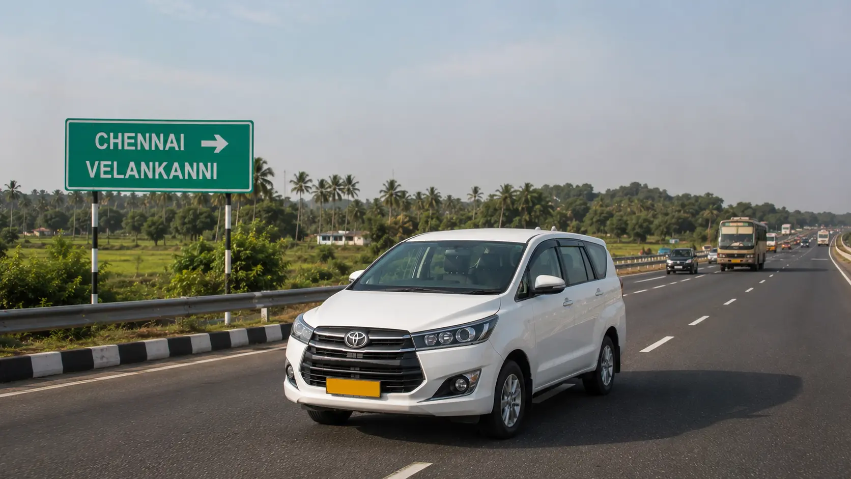 Chennai to Velankanni Taxi Chennai to Velankanni taxi on a Tamil Nadu highway
