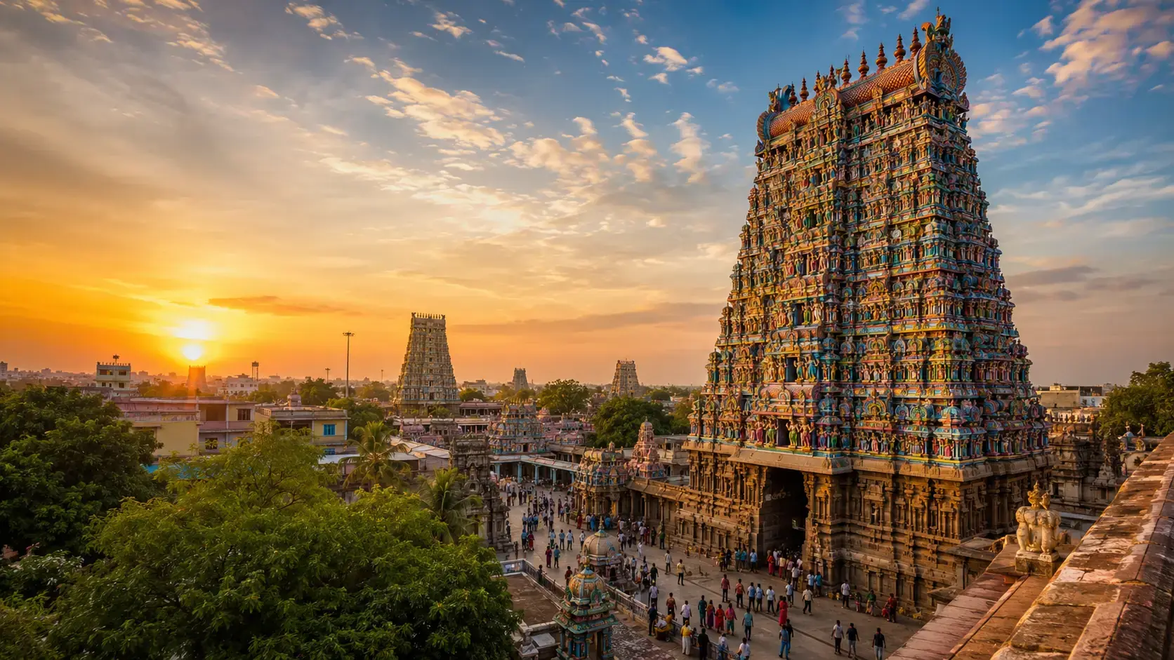 Madurai Tourist Attractions Popular tourist attractions in Madurai including Meenakshi Amman Temple and nearby stops