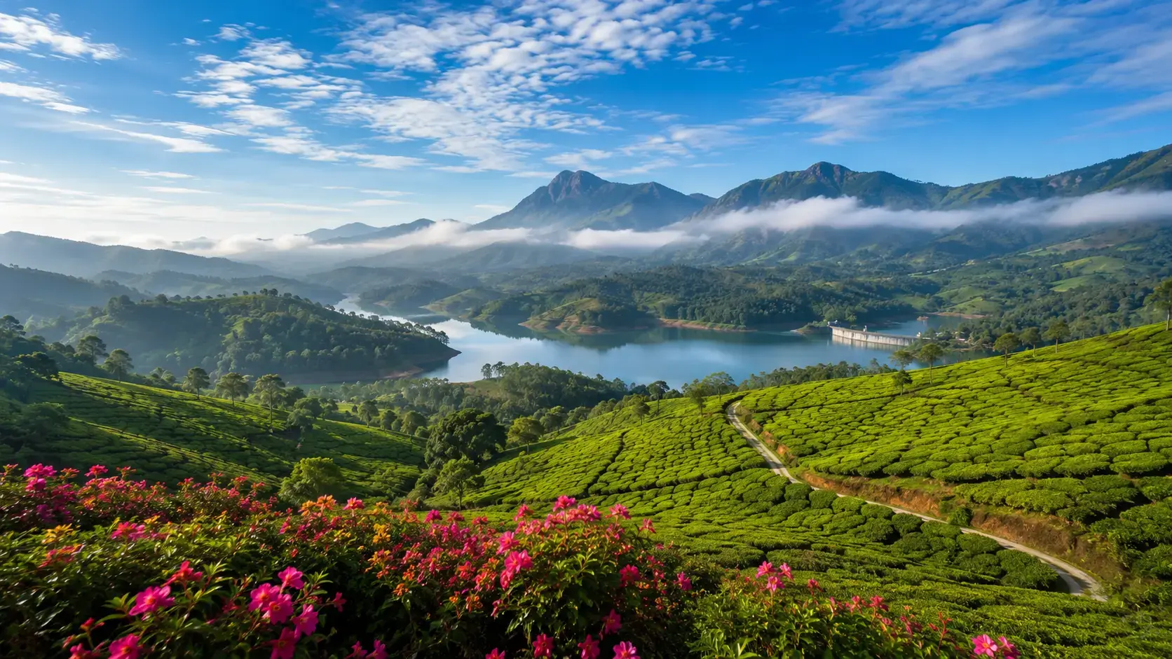 Munnar Tourist Attractions — Cochin (Kochi) to Munnar Taxi Munnar tea hills and mountain landscape