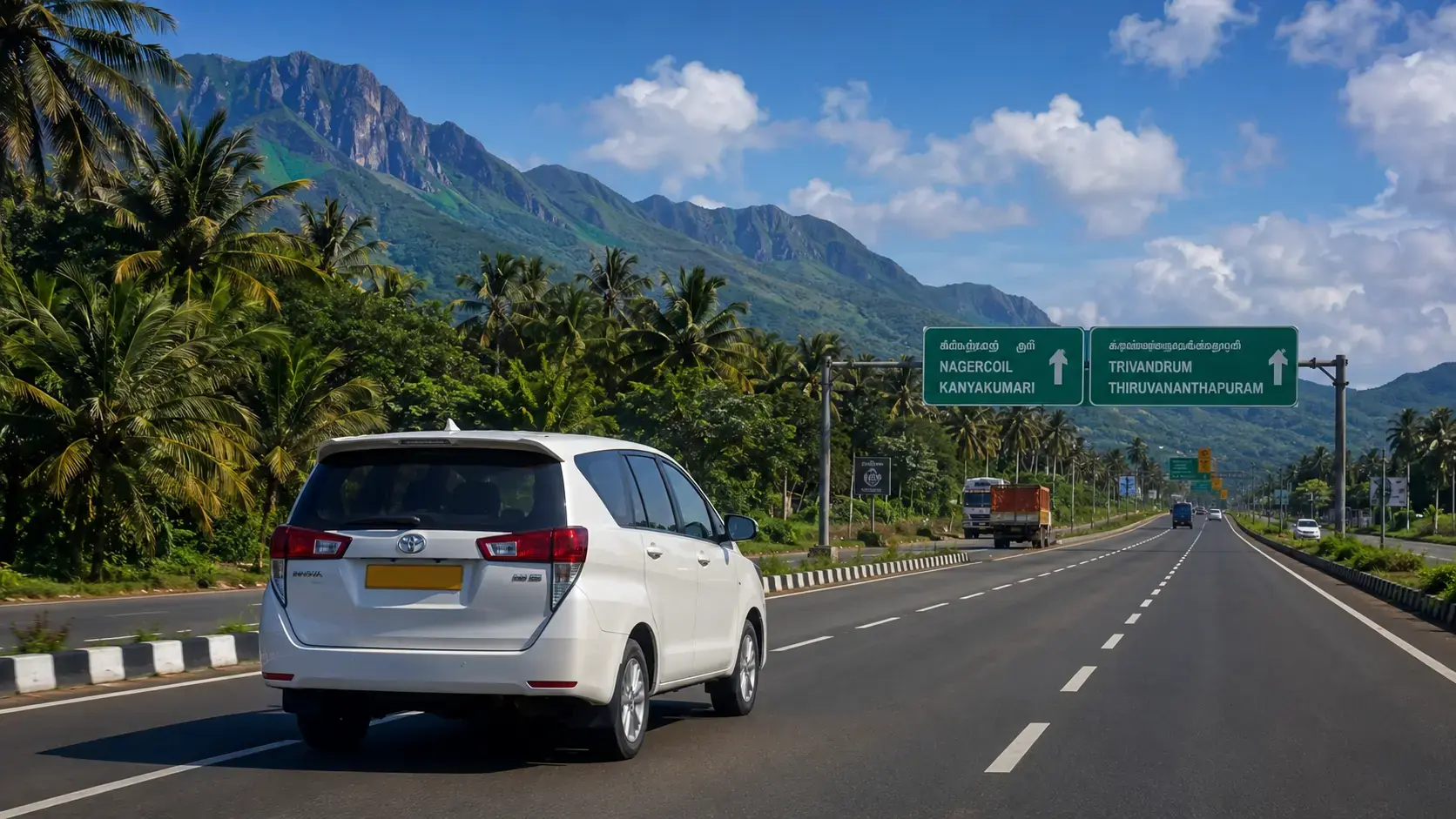 Trivandrum to Kanyakumari taxi on NH66 along Kerala's southern coast